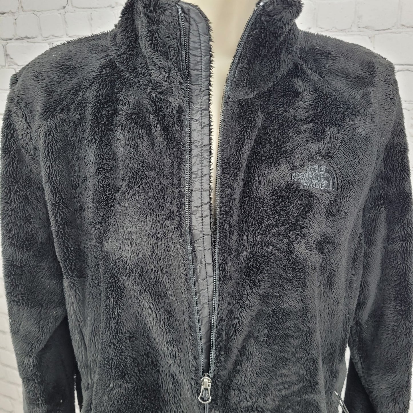 The North Face Black Plush Sherpa Fleece Full Zipped Pockets Jacket Size Medium