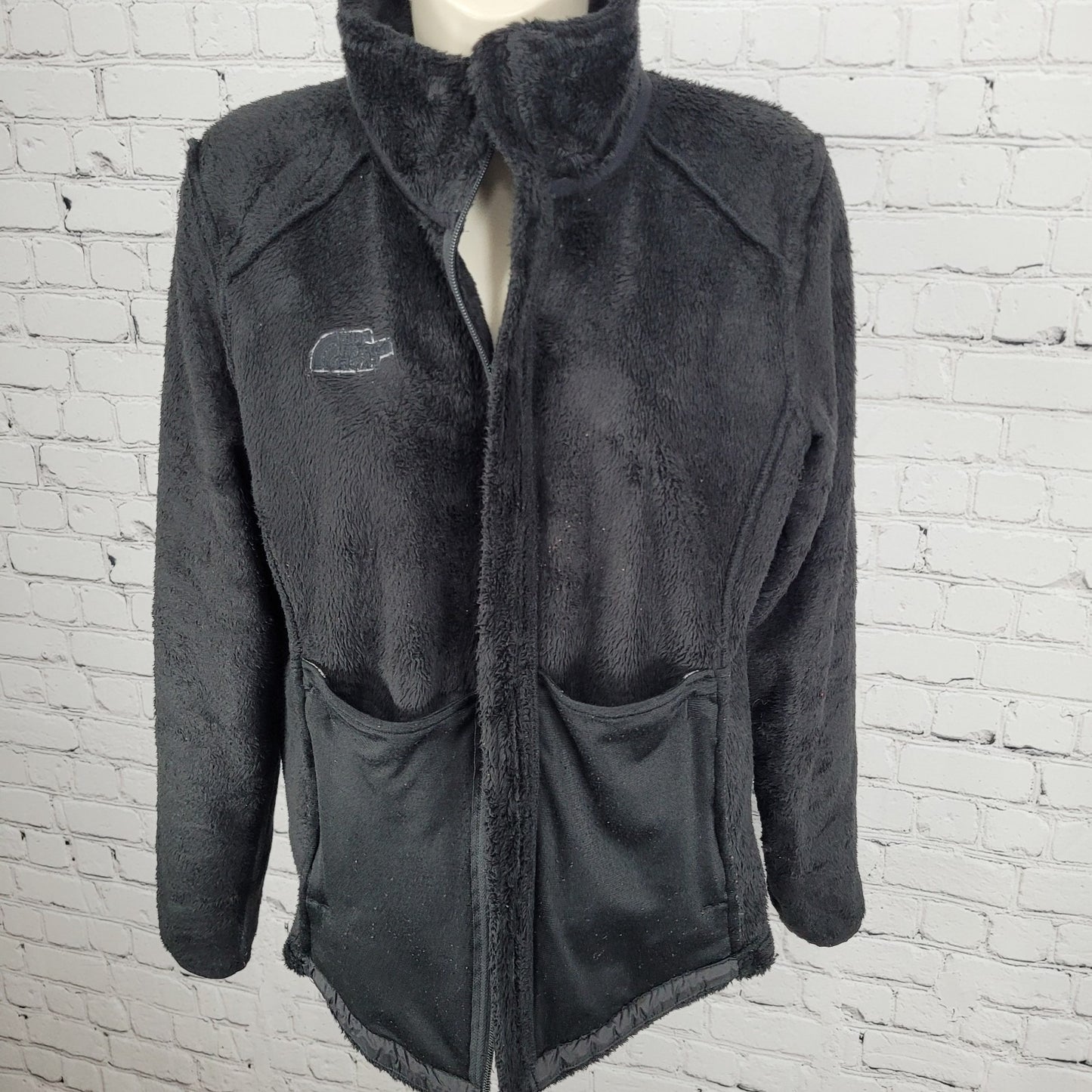 The North Face Black Plush Sherpa Fleece Full Zipped Pockets Jacket Size Medium
