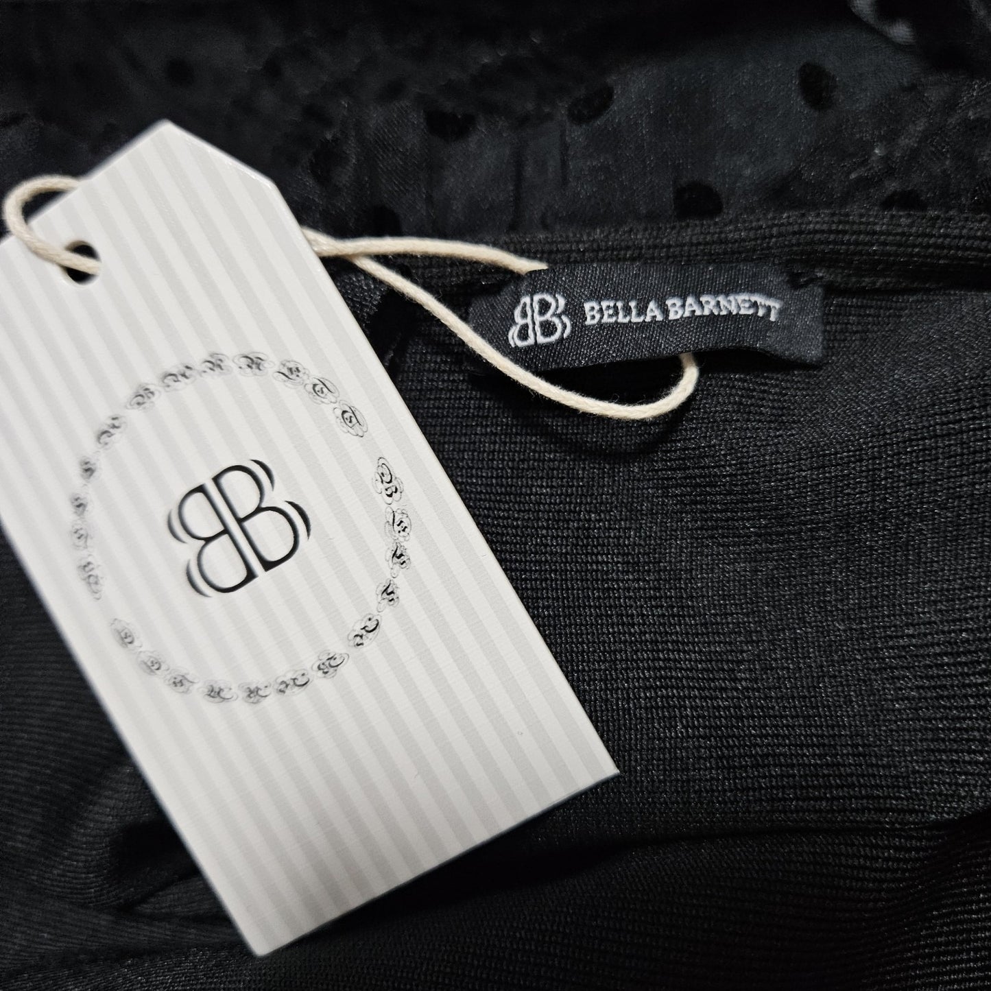 NWT Bella Barnett Black Sheer Polka Dot Overlay Sequin Bodycon Maxi Dress XS