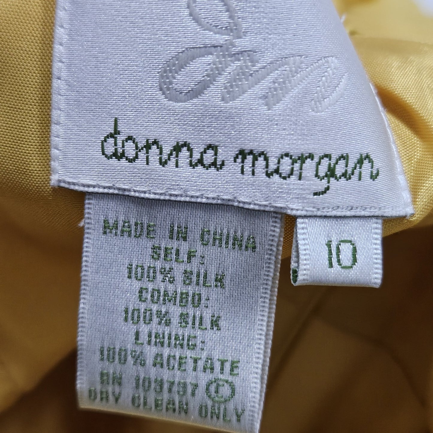 Donna Morgan Yellow 100% Silk Chiffon Gold Chain Halter Tie Knee Length Dress 10