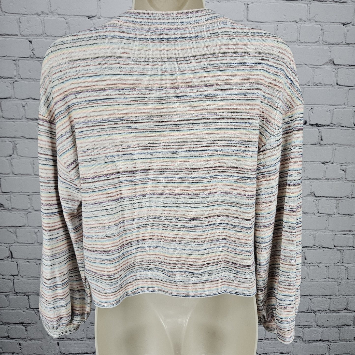 Madewell Multicolor Striped Bubble Sleeve Cropped Pullover Sweater Top Medium M