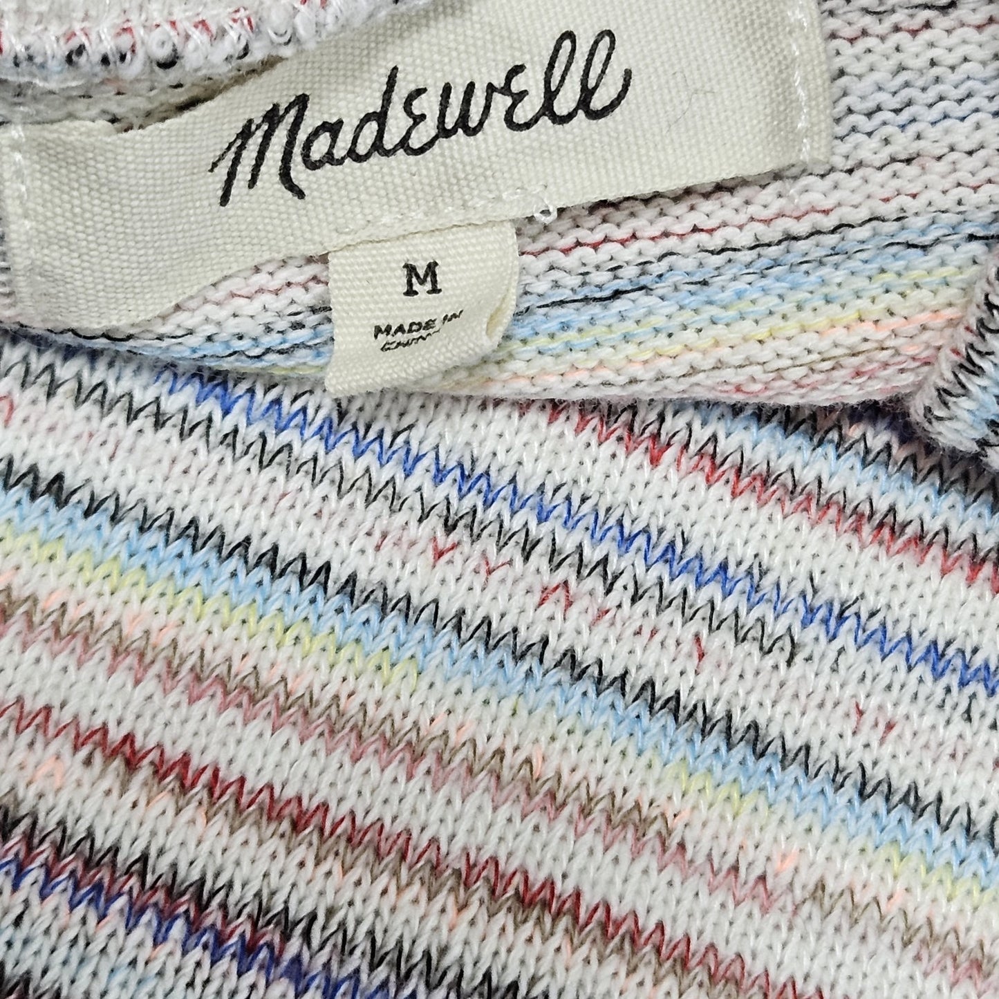 Madewell Multicolor Striped Bubble Sleeve Cropped Pullover Sweater Top Medium M