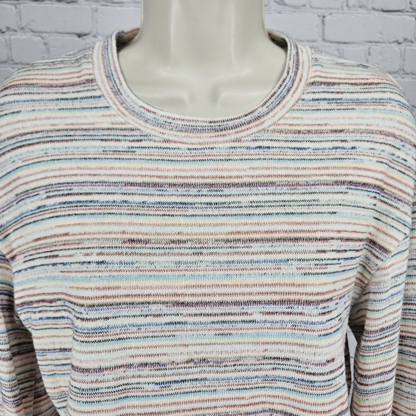 Madewell Multicolor Striped Bubble Sleeve Cropped Pullover Sweater Top Medium M