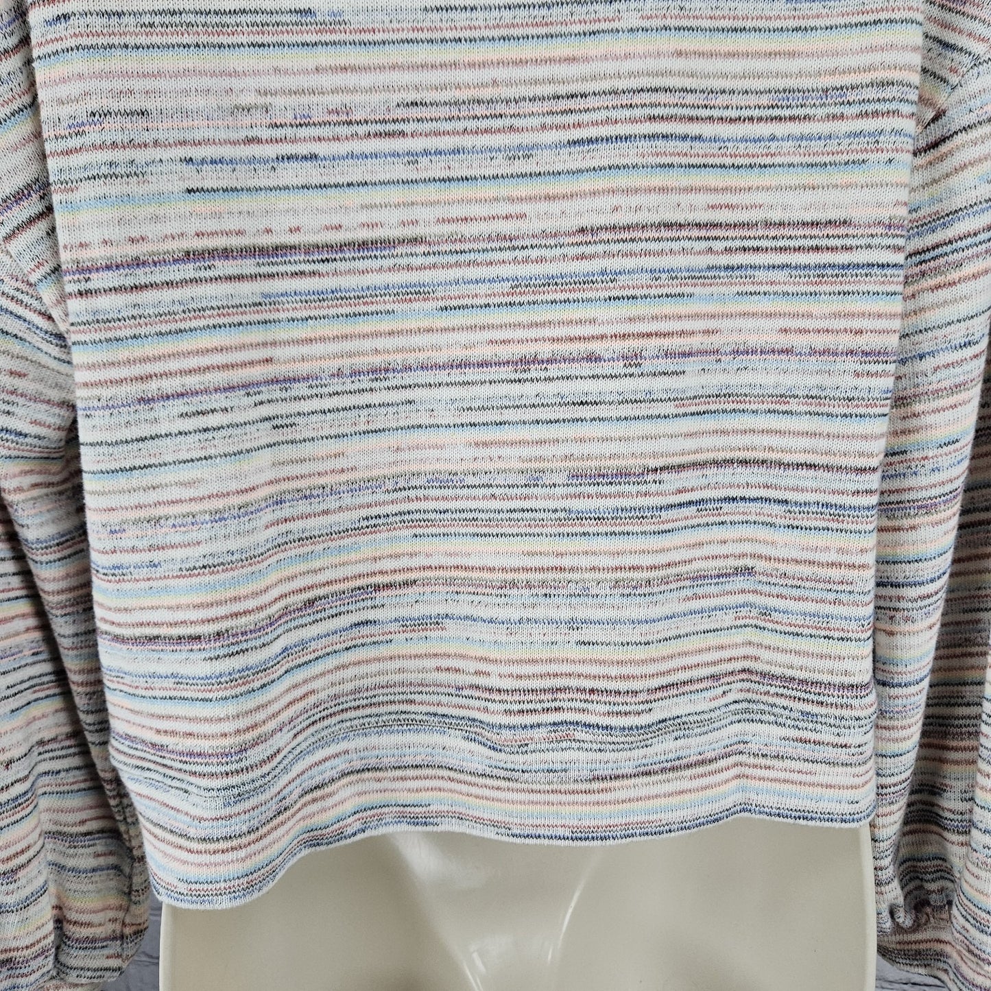 Madewell Multicolor Striped Bubble Sleeve Cropped Pullover Sweater Top Medium M