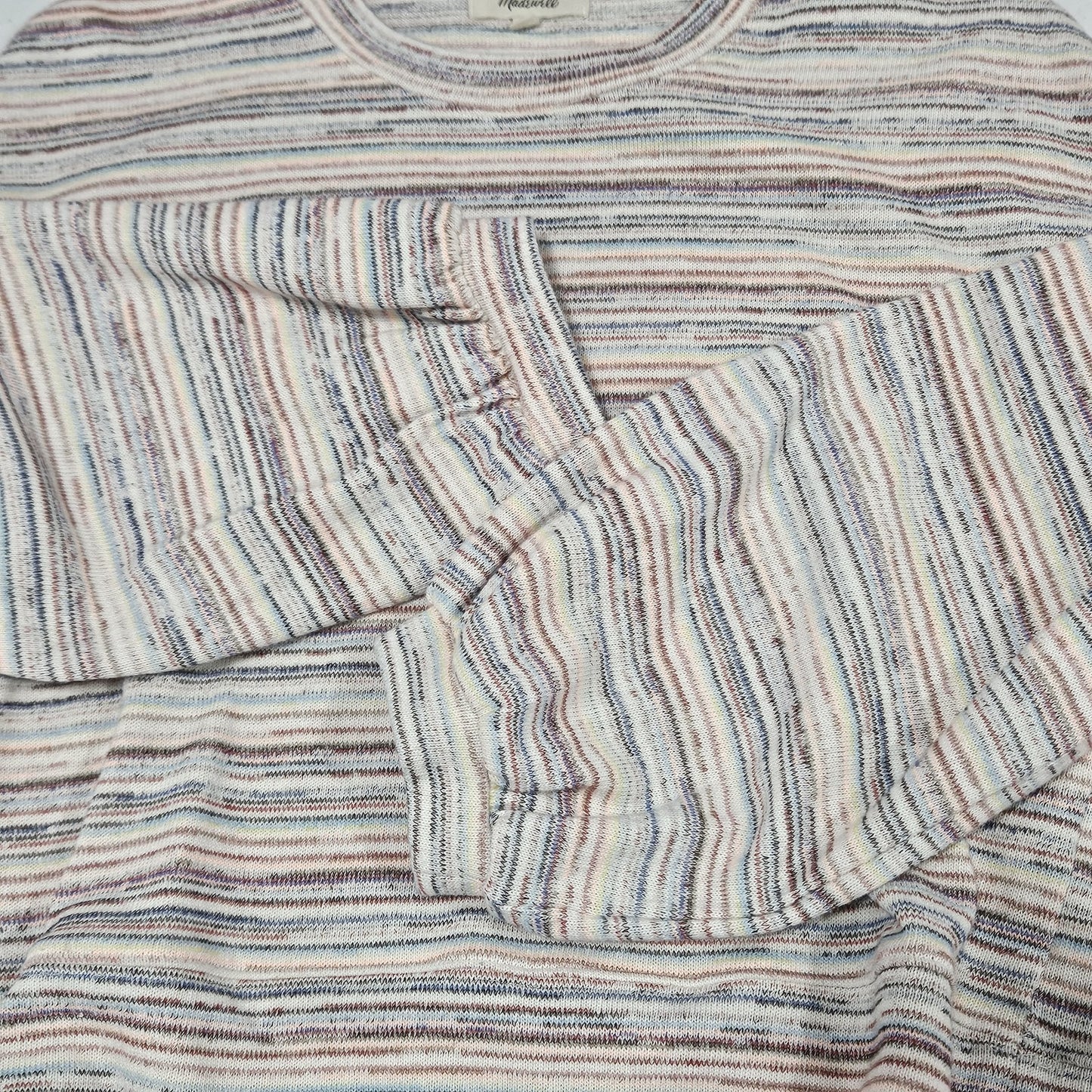 Madewell Multicolor Striped Bubble Sleeve Cropped Pullover Sweater Top Medium M