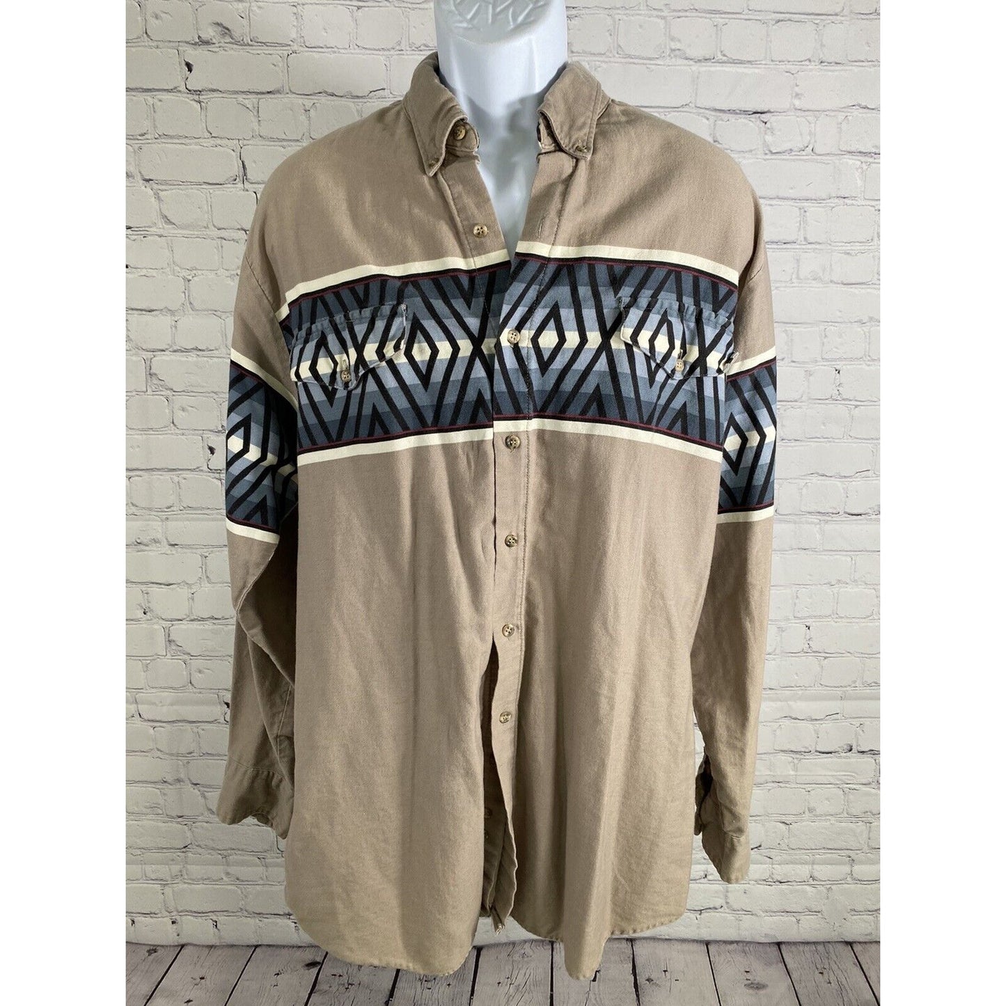 VTG 90s Cowboys’ Turtle by Roper Western Aztec Long Sleeve Collared Button Up XL
