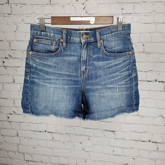 Madewell Blue High Rise Denim Medium Wash Cut Off Shorts 26 (28x4)