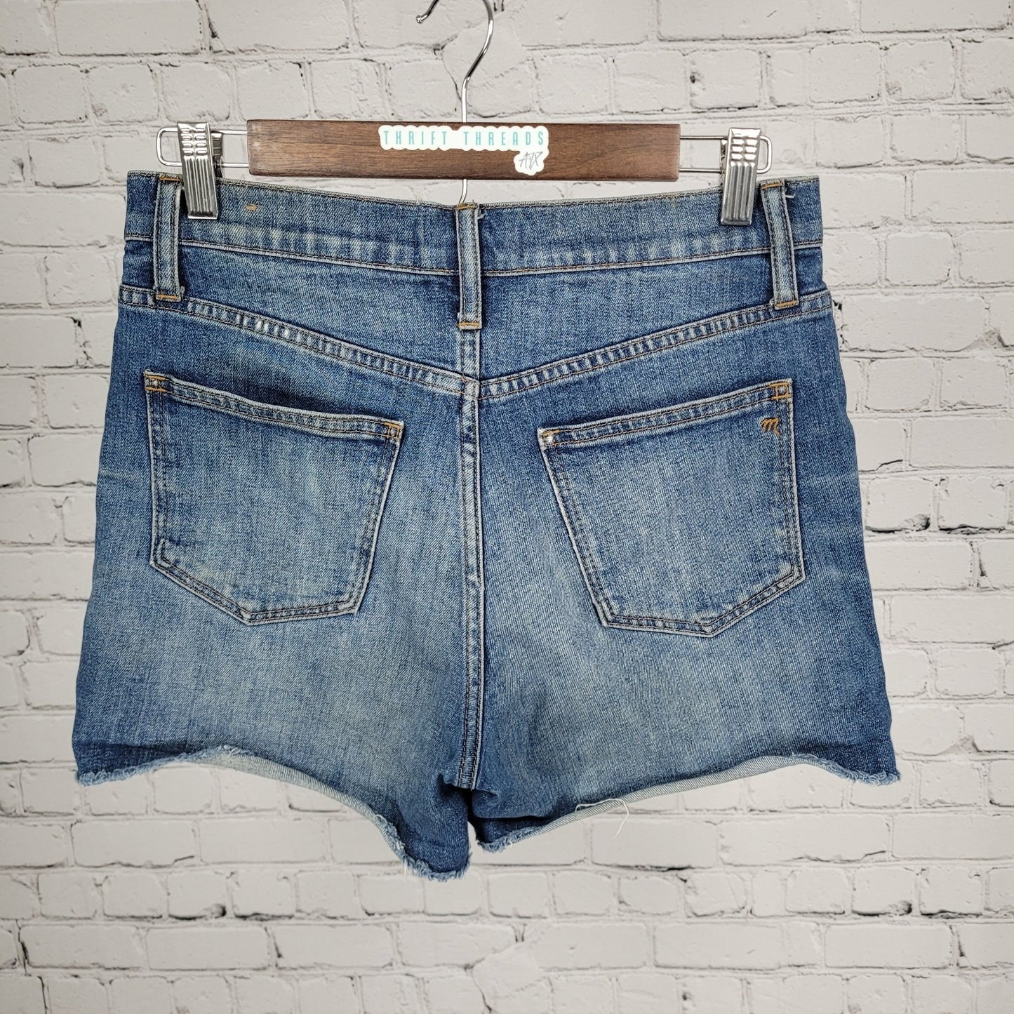 Madewell Blue High Rise Denim Medium Wash Cut Off Shorts 26 (28x4)