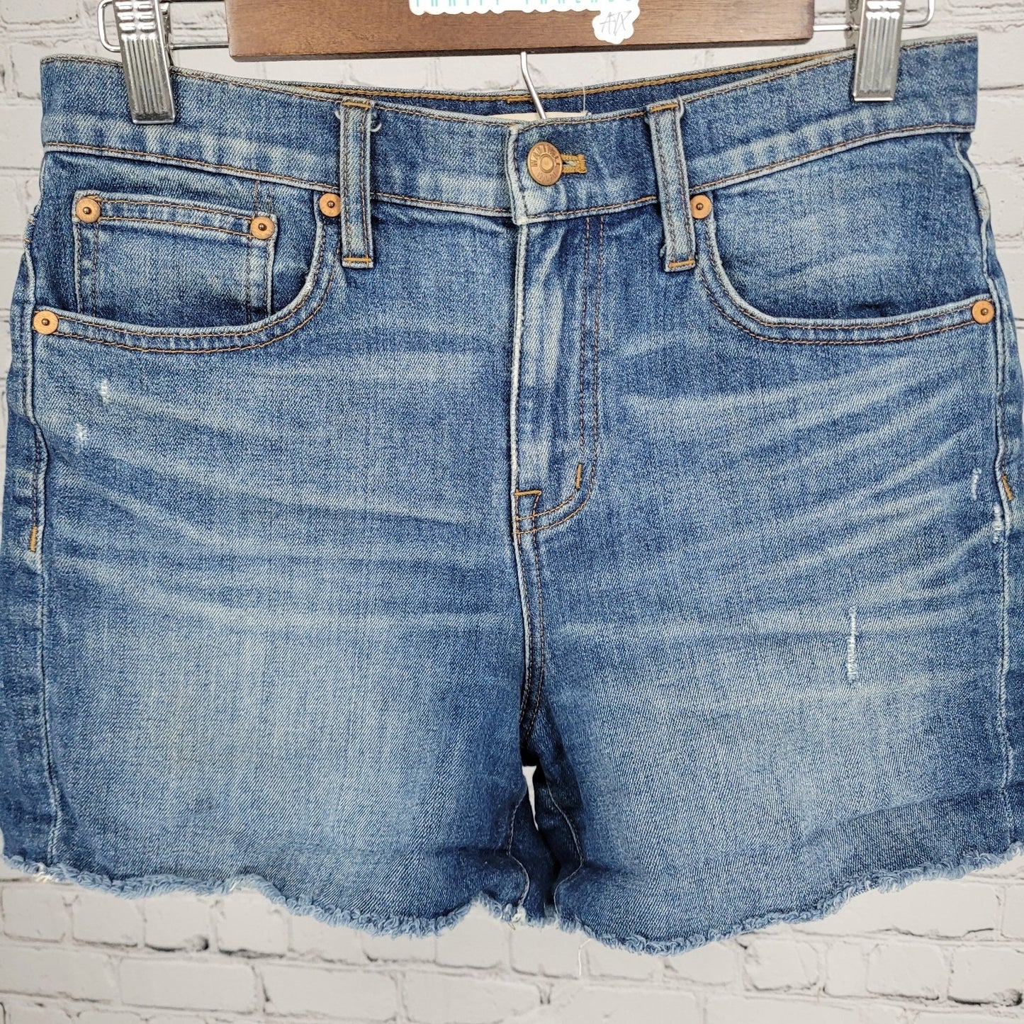 Madewell Blue High Rise Denim Medium Wash Cut Off Shorts 26 (28x4)