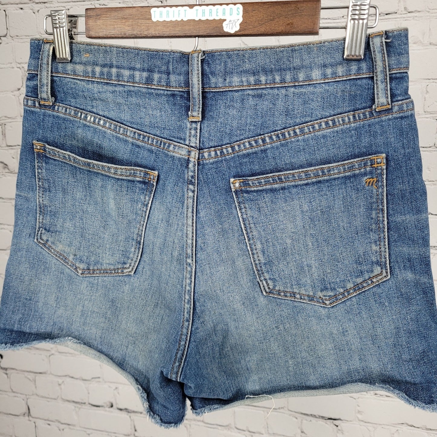 Madewell Blue High Rise Denim Medium Wash Cut Off Shorts 26 (28x4)