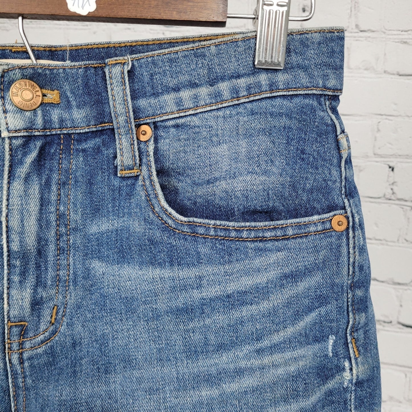 Madewell Blue High Rise Denim Medium Wash Cut Off Shorts 26 (28x4)