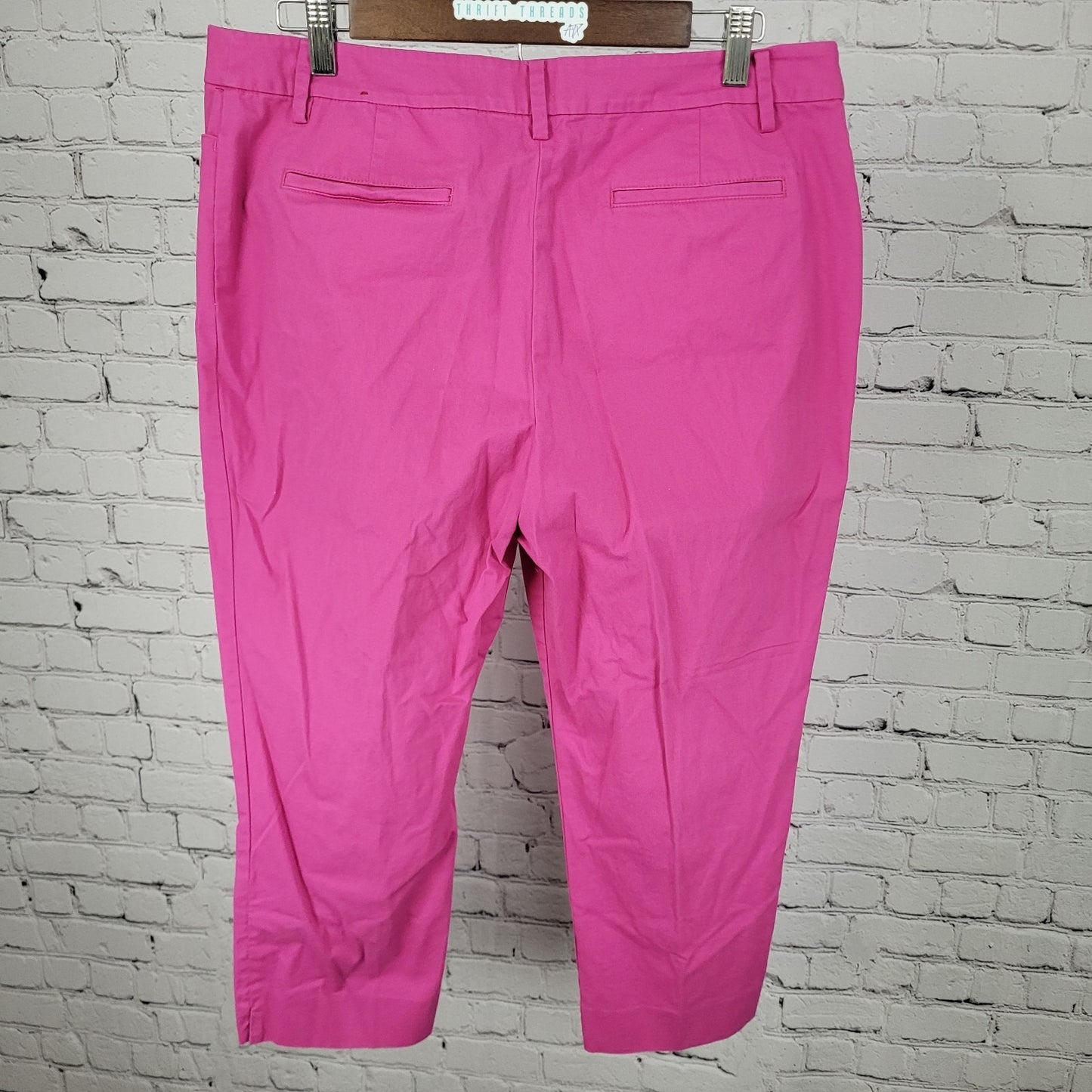Talbots Pink Cotton Stretch Mid Rise Cropped Chino Pants Size 14P (33x23.5)