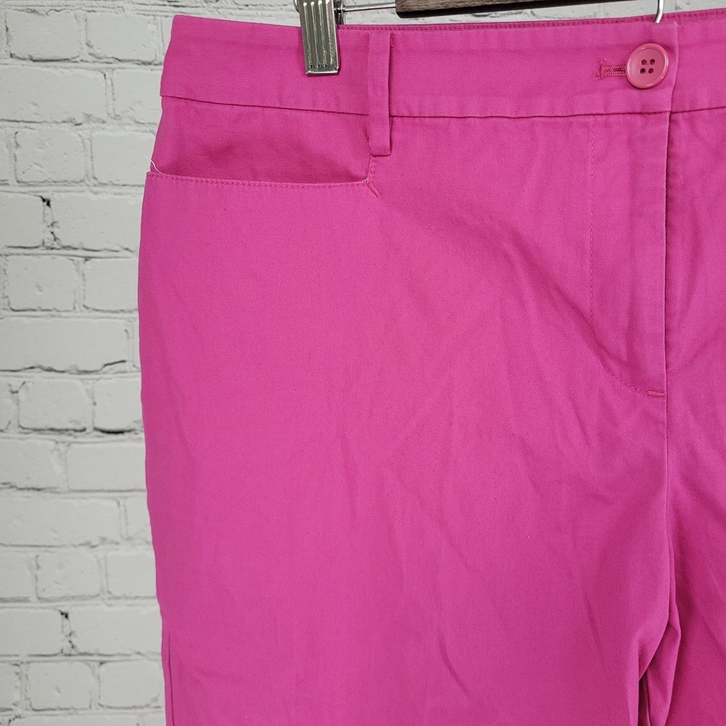 Talbots Pink Cotton Stretch Mid Rise Cropped Chino Pants Size 14P (33x23.5)