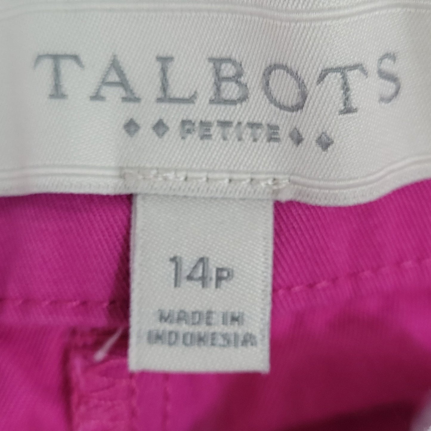 Talbots Pink Cotton Stretch Mid Rise Cropped Chino Pants Size 14P (33x23.5)