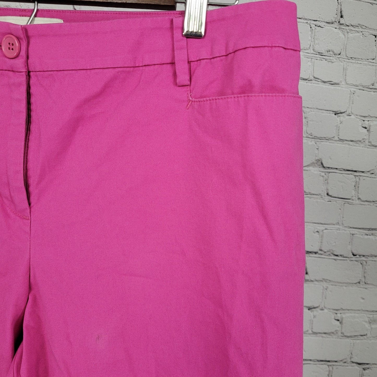 Talbots Pink Cotton Stretch Mid Rise Cropped Chino Pants Size 14P (33x23.5)