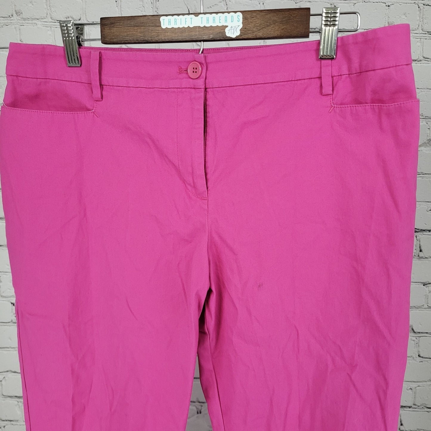 Talbots Pink Cotton Stretch Mid Rise Cropped Chino Pants Size 14P (33x23.5)