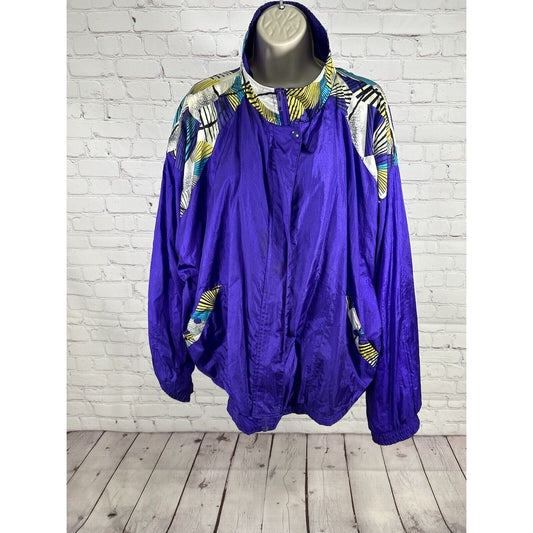 VTG Honors Plus Size Purple Full Zip Retro Windbreaker Jacket Women’s 2X