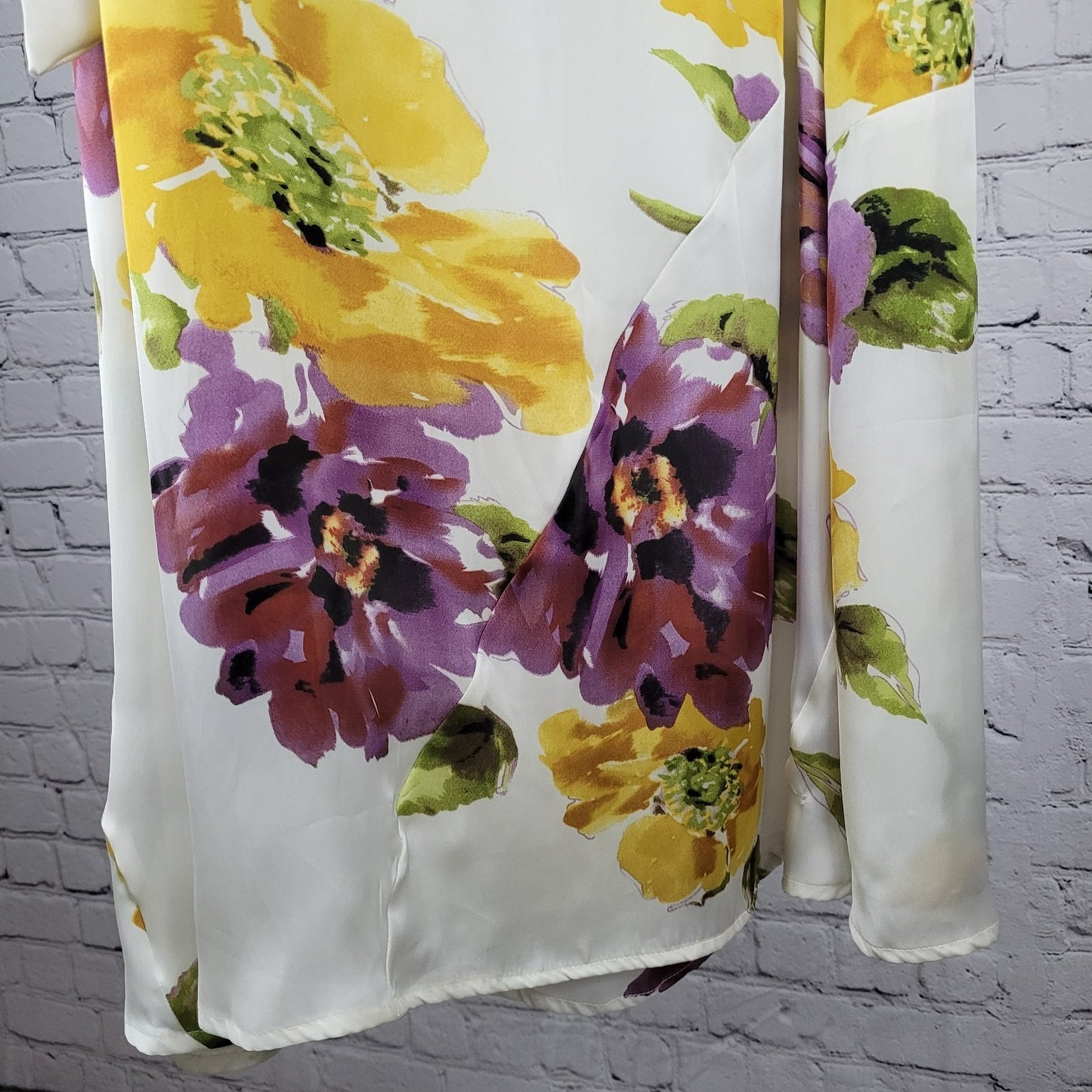 Show Me Your Mumu Ivory Floral Wrap Button Tie Maxi Skirt USA Made Size Medium M