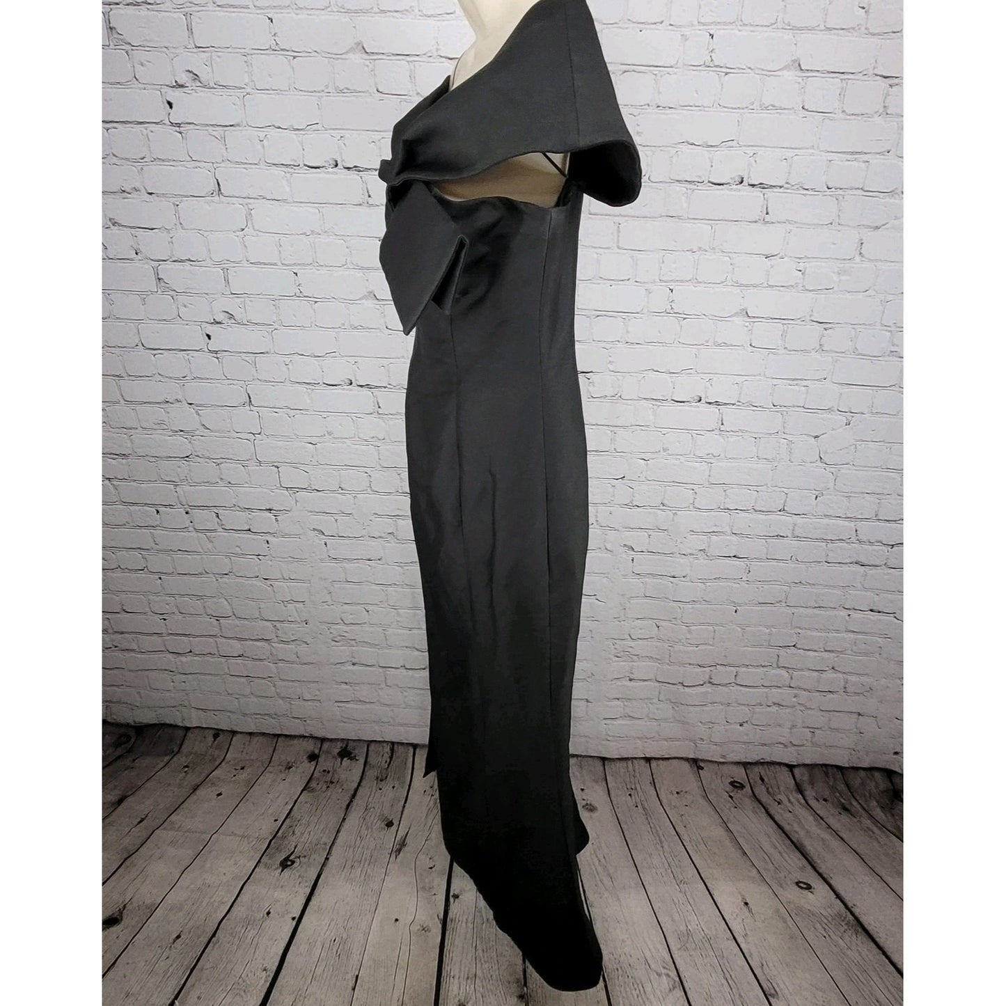 C/MEO Collective Black Asymmetric Off Shoulder Side Slit Maxi Dress Size Large L