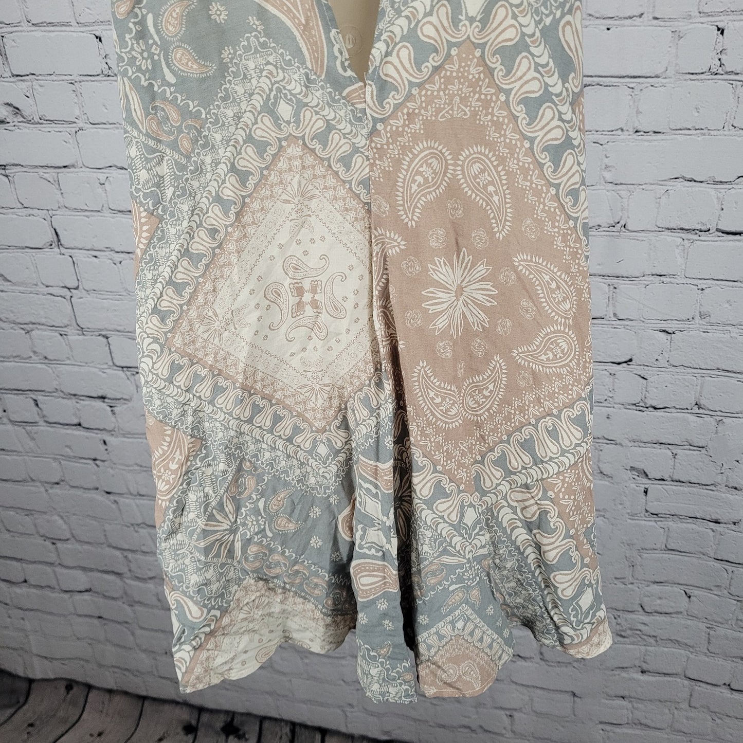Intimately Free People Blue Tan Paisley Lightweight High Neck Mini Dress XS