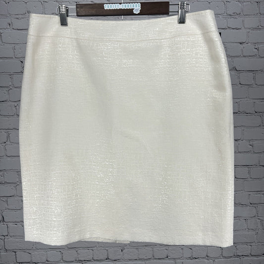 Alex Marie Erin Ivory Orchard Hills Shiney Subtle Print Short Pencil Skirt 16