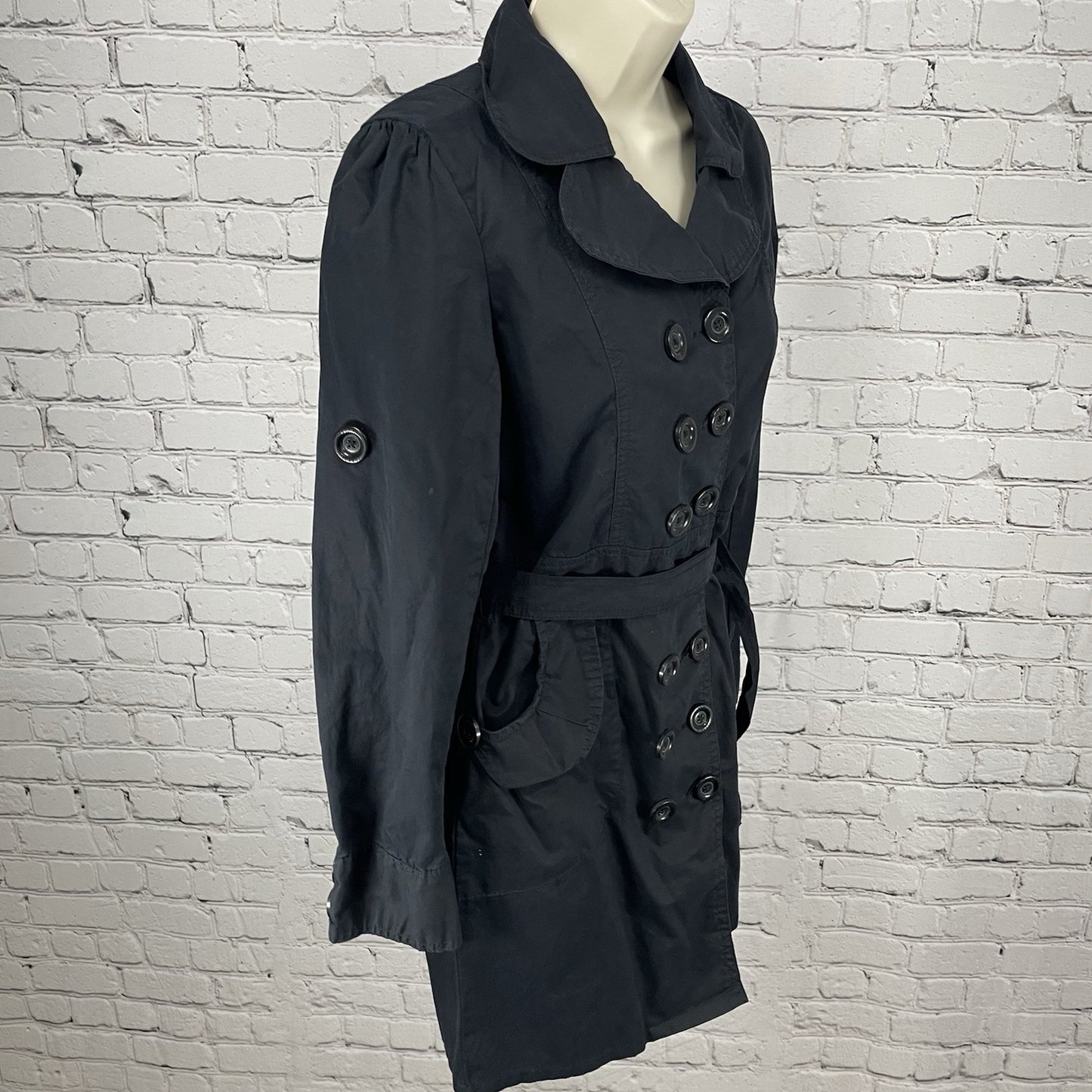 Underground Music Movement Umm Black Cotton Belted Lightweight Italy Jacket M