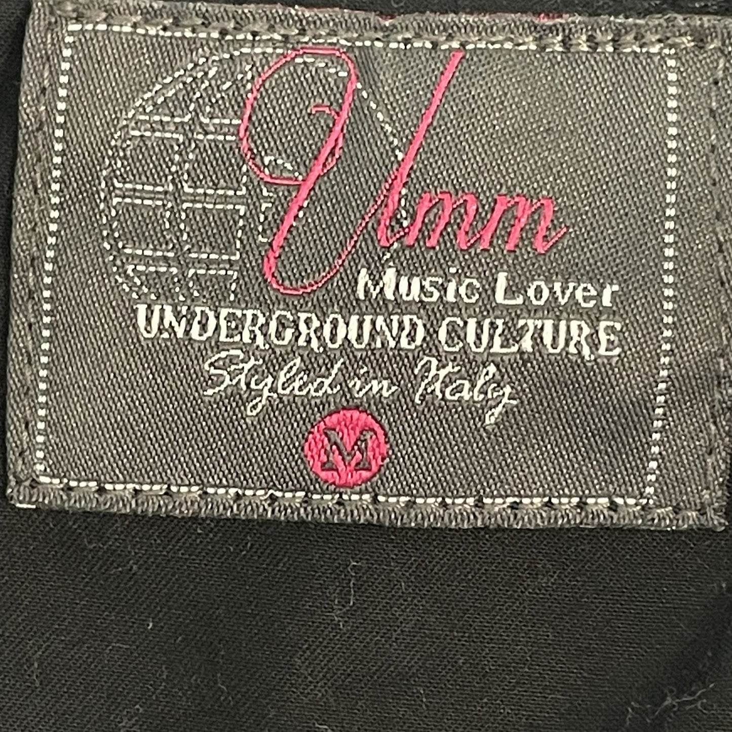 Underground Music Movement Umm Black Cotton Belted Lightweight Italy Jacket M