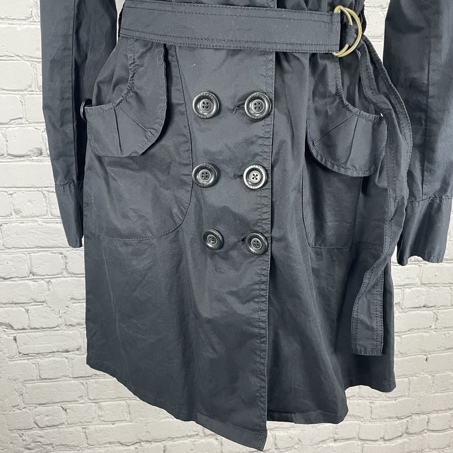 Underground Music Movement Umm Black Cotton Belted Lightweight Italy Jacket M