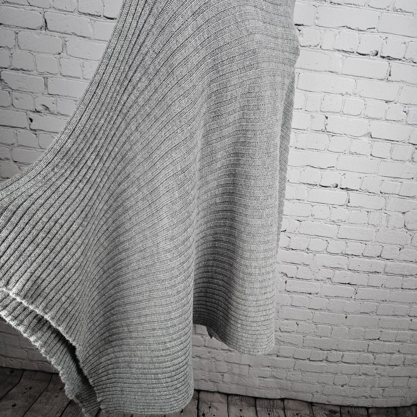 Gaeltarra Grey Alpaca Wool Ribbed Knit Oversized Turtleneck Poncho Sweater F