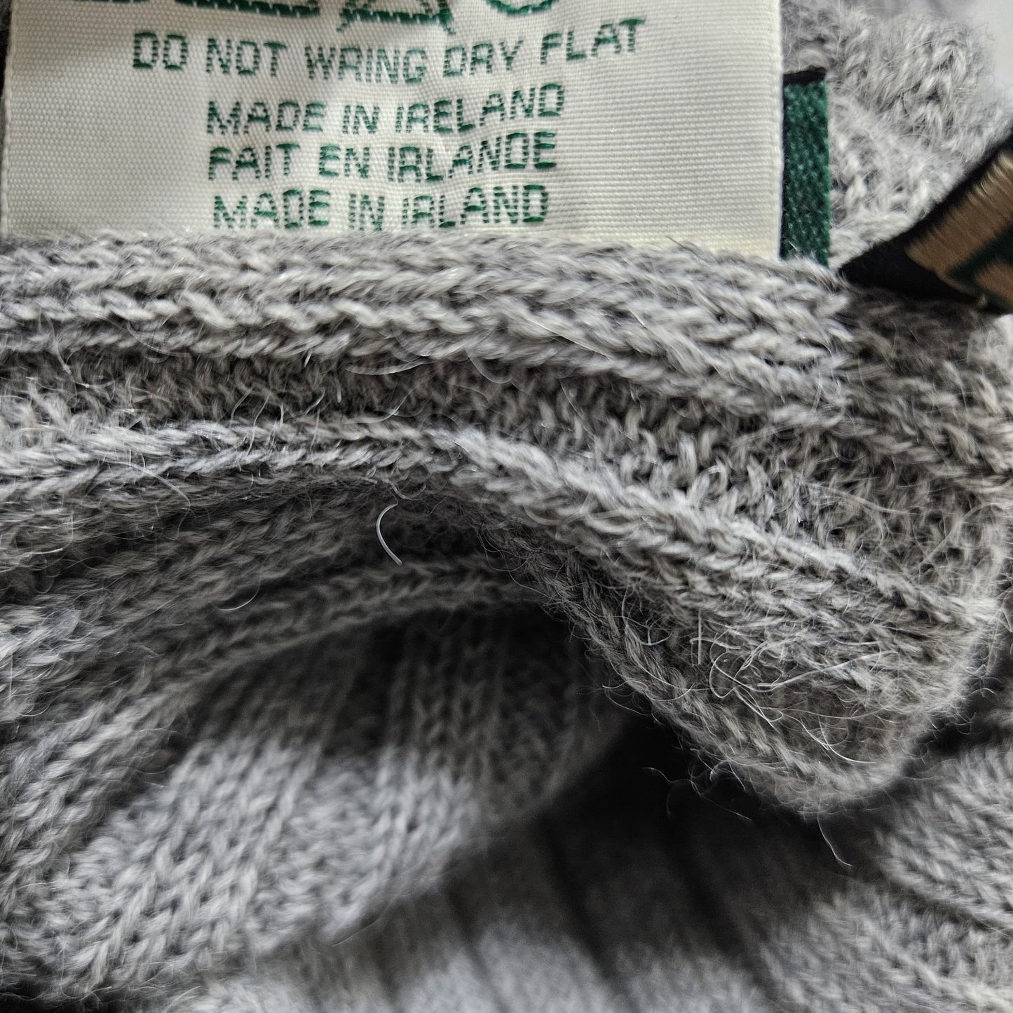 Gaeltarra Grey Alpaca Wool Ribbed Knit Oversized Turtleneck Poncho Sweater F
