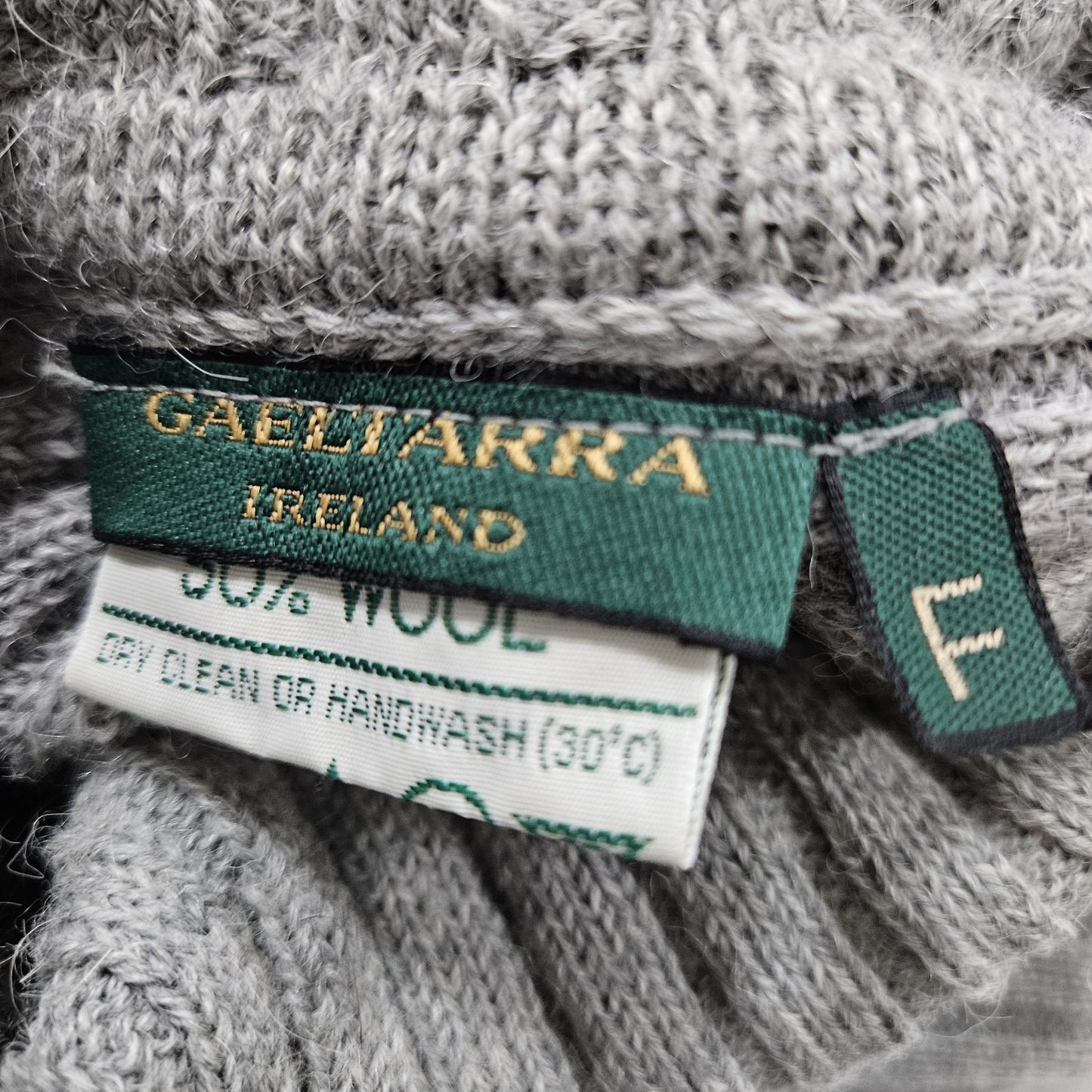Gaeltarra Grey Alpaca Wool Ribbed Knit Oversized Turtleneck Poncho Sweater F