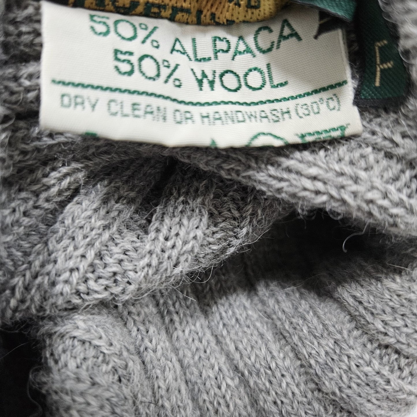 Gaeltarra Grey Alpaca Wool Ribbed Knit Oversized Turtleneck Poncho Sweater F