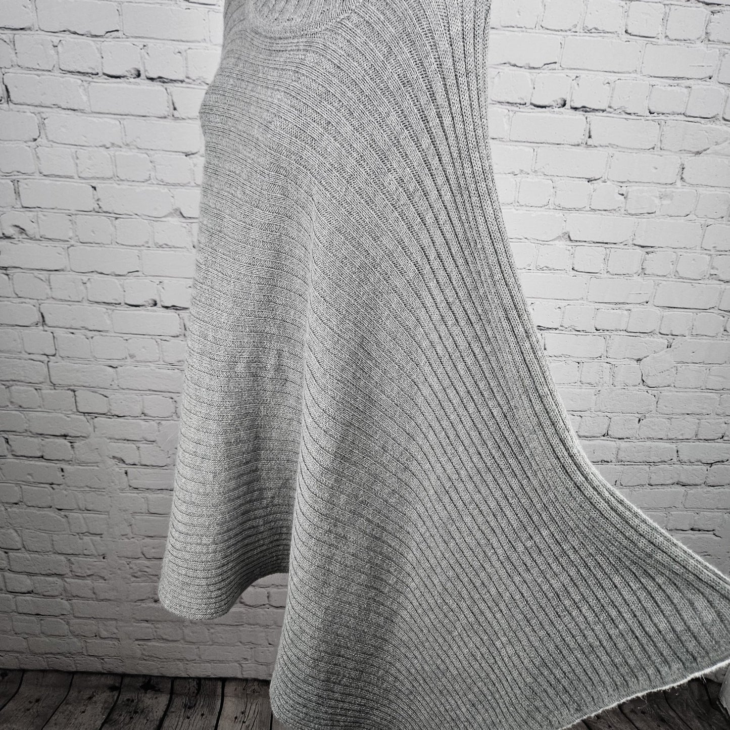 Gaeltarra Grey Alpaca Wool Ribbed Knit Oversized Turtleneck Poncho Sweater F