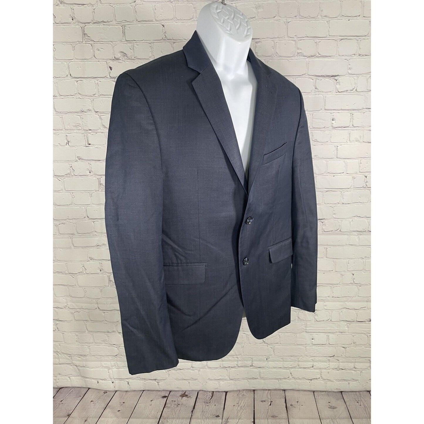 Perry Ellis Portfolio Slim Fit Dark Blue Single Breasted Mens Blazer Size 40S