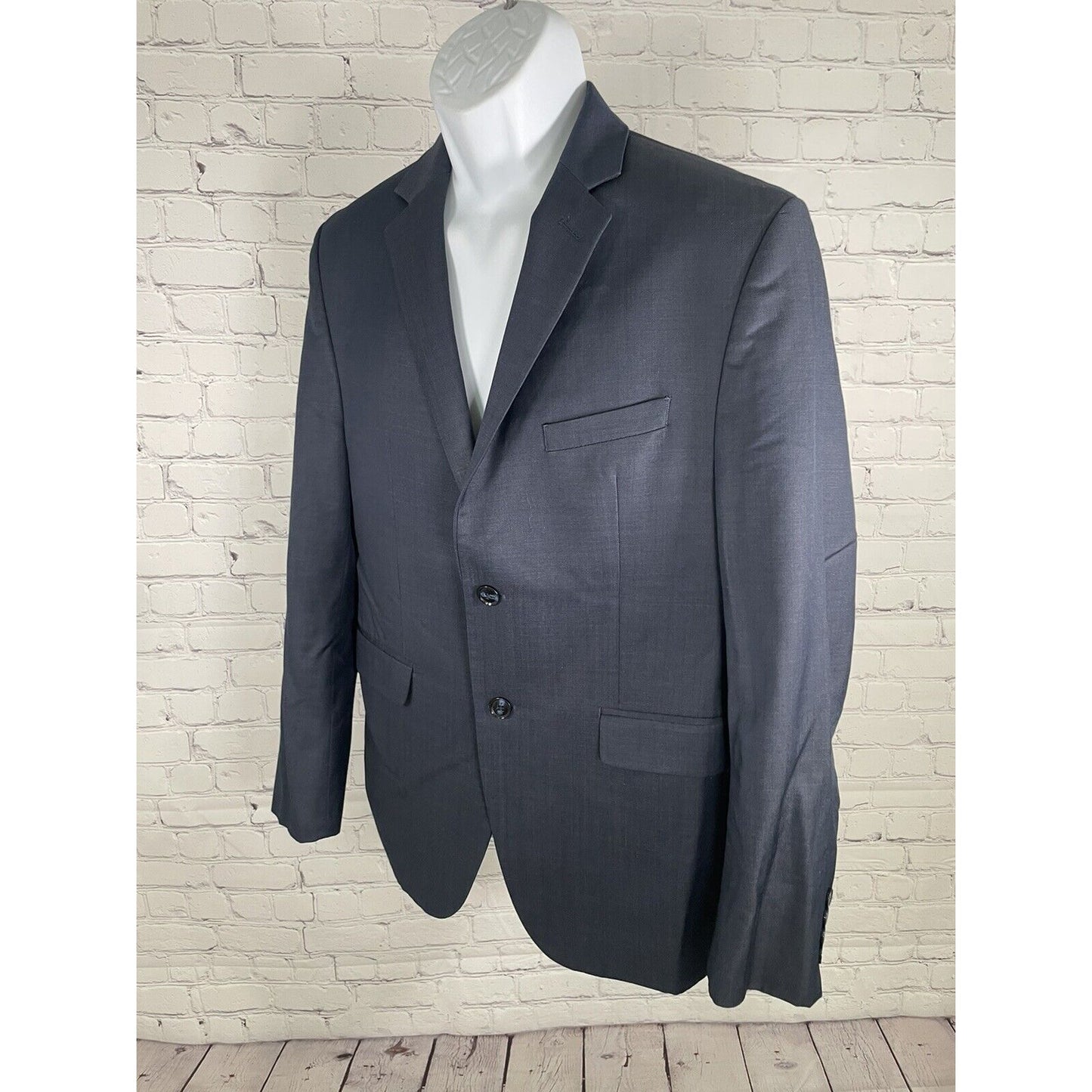 Perry Ellis Portfolio Slim Fit Dark Blue Single Breasted Mens Blazer Size 40S