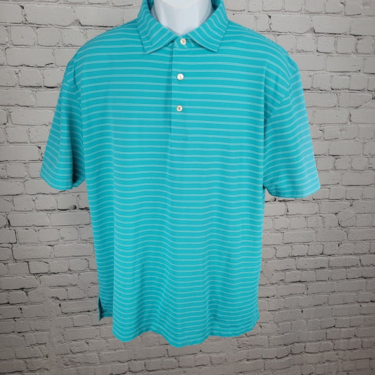 Peter Millar Blue Striped Summer Comfort Polo Short Sleeve Golf Shirt Large L