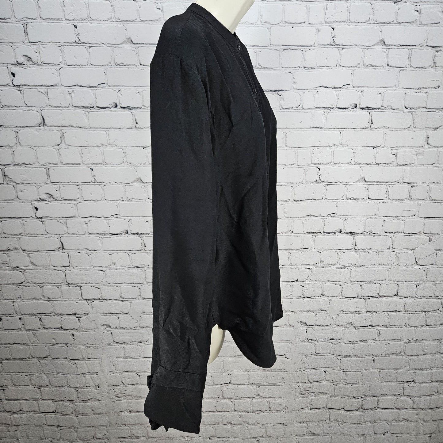 Rag & Bone Black 100% Silk Sheer Backless Long Sleeve Bows High Low Top Blouse M