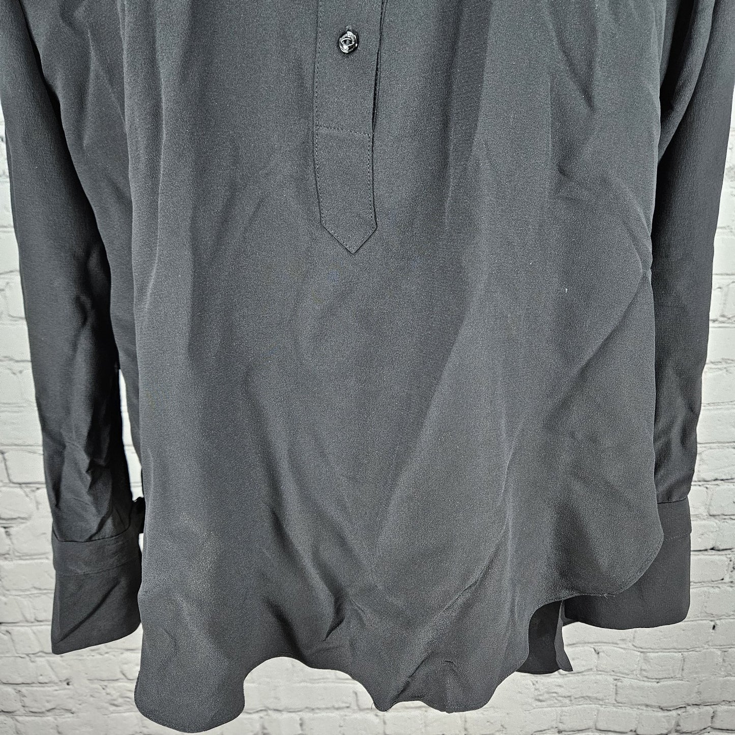 Rag & Bone Black 100% Silk Sheer Backless Long Sleeve Bows High Low Top Blouse M