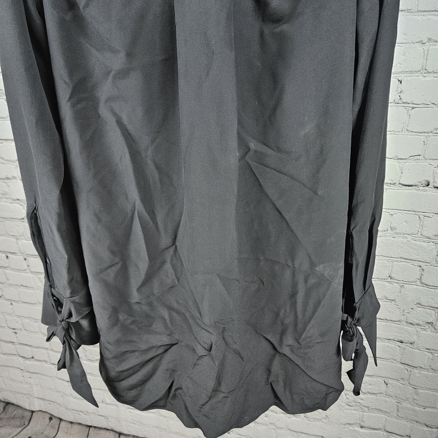 Rag & Bone Black 100% Silk Sheer Backless Long Sleeve Bows High Low Top Blouse M