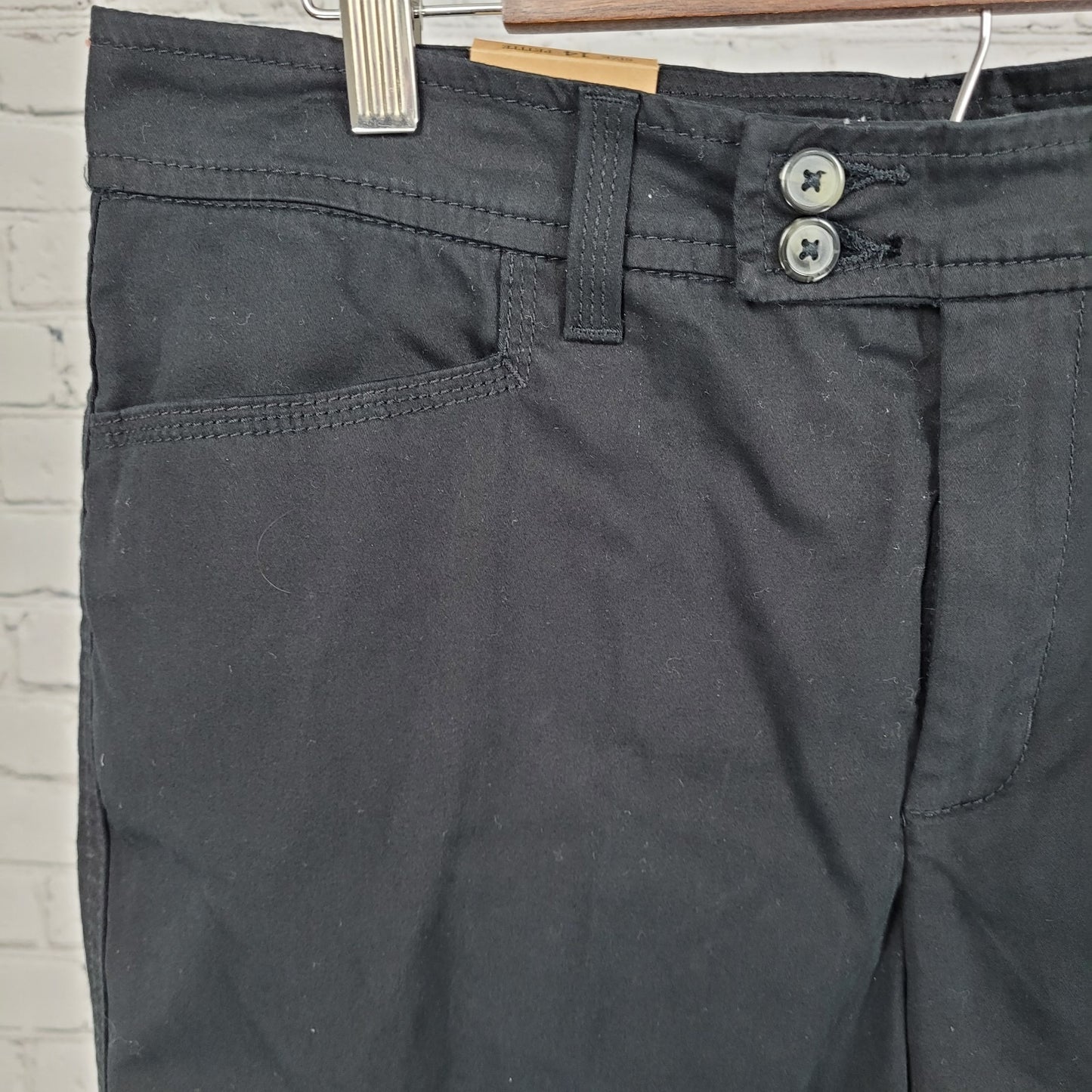 NWT Charter Club Black Cotton Stretch Slimming Mid Rise Pants Size 14P (32x29.5)