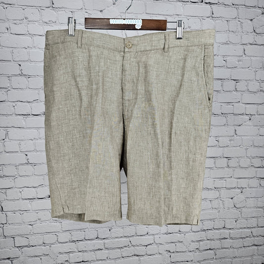 Jos A Bank Reserve Beige 100% Linen Flat Front Casual Shorts 38 (38x10)