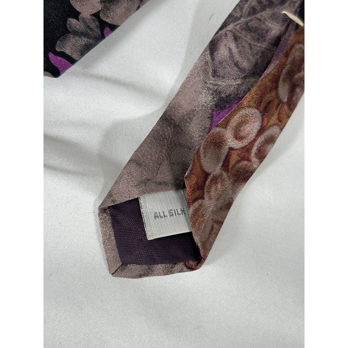 Pierre Cardin All Silk Floral Black Purple Short Wide Men’s Necktie 55X4