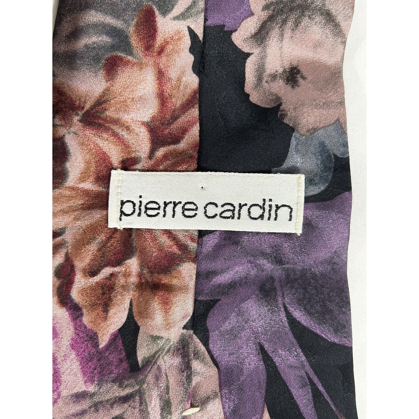 Pierre Cardin All Silk Floral Black Purple Short Wide Men’s Necktie 55X4