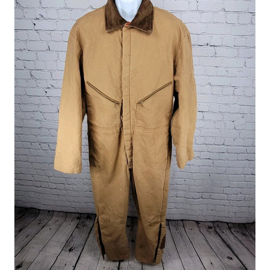 VTG Walls Blizzard Pruf Tan Canvas Insulated Zip Coveralls Large Short
