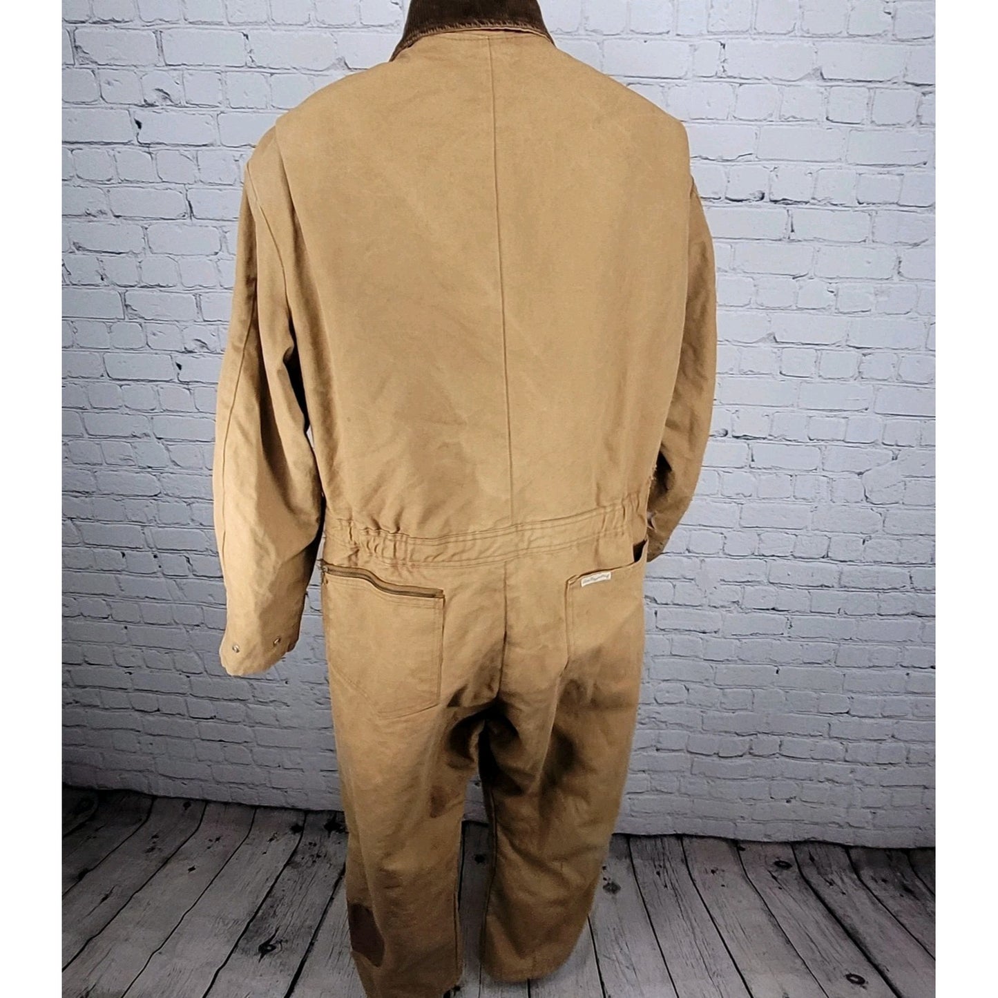 VTG Walls Blizzard Pruf Tan Canvas Insulated Zip Coveralls Large Short