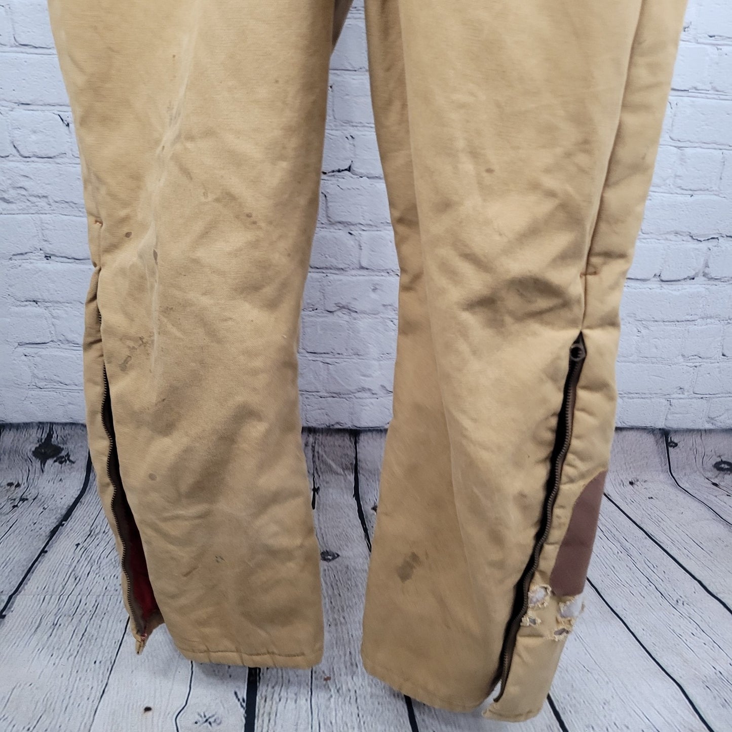 VTG Walls Blizzard Pruf Tan Canvas Insulated Zip Coveralls Large Short
