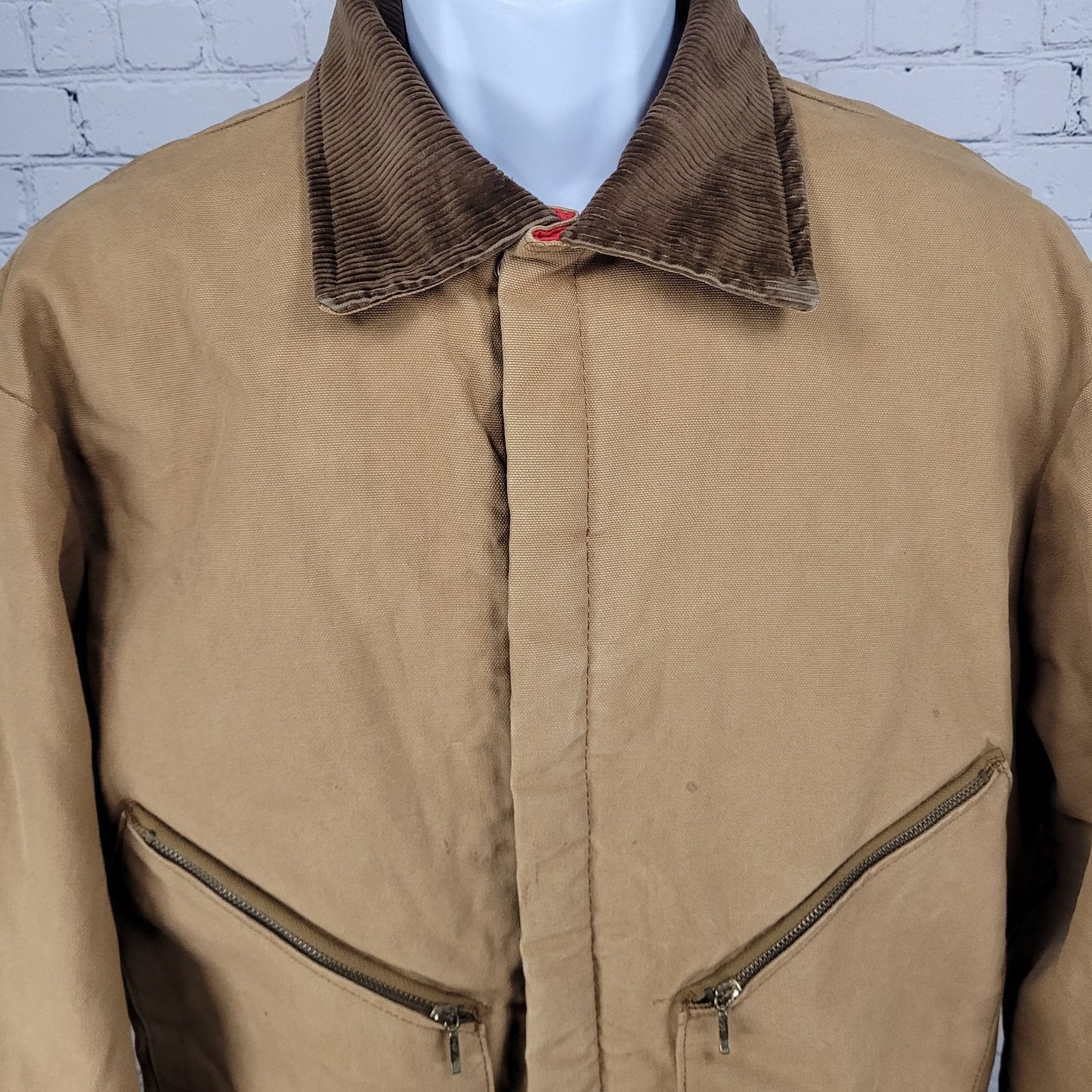 VTG Walls Blizzard Pruf Tan Canvas Insulated Zip Coveralls Large Short