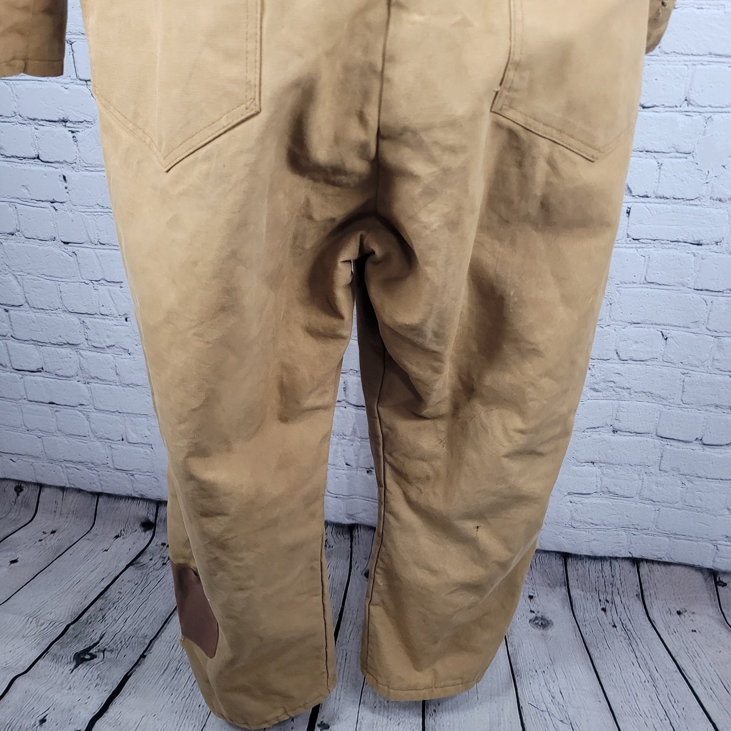 VTG Walls Blizzard Pruf Tan Canvas Insulated Zip Coveralls Large Short