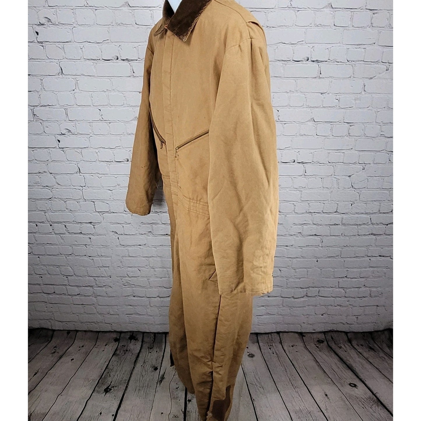 VTG Walls Blizzard Pruf Tan Canvas Insulated Zip Coveralls Large Short