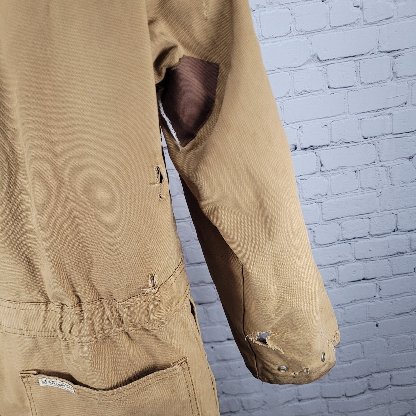 VTG Walls Blizzard Pruf Tan Canvas Insulated Zip Coveralls Large Short